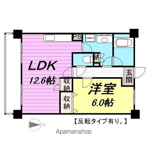 榴ヶ岡ユーワマンション(1LDK/5階)の間取り写真