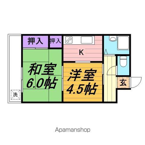ダイアモンドフラット(2K/2階)の間取り写真