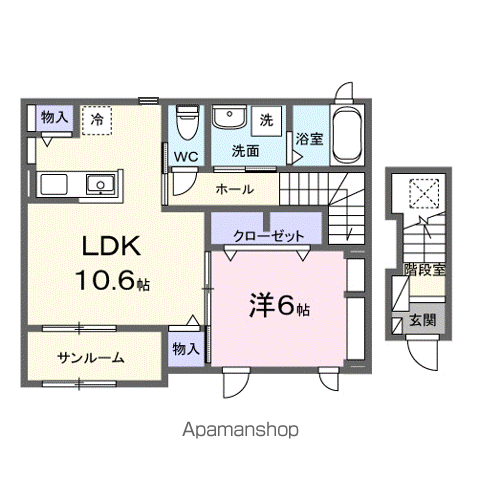 カーサフィオーレ一番館(1LDK/2階)の間取り写真