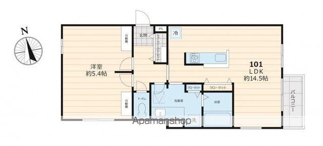 プルメリアオアシス(2LDK/1階)の間取り写真