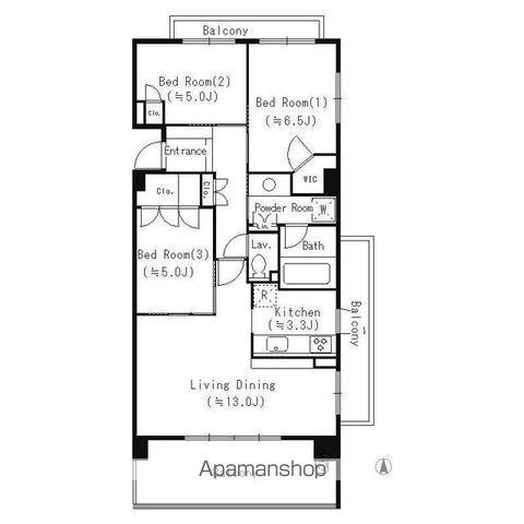 パークアクシス大船(3LDK/6階)の間取り写真