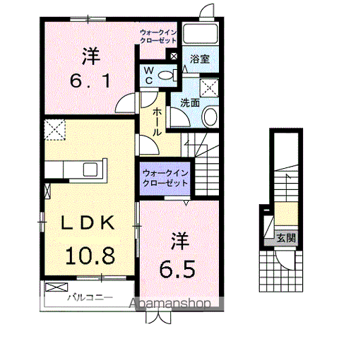 フィオーレⅠ(2LDK/2階)の間取り写真