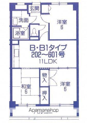 ロイヤルハイツシモダ弐番館(3LDK/3階)の間取り写真