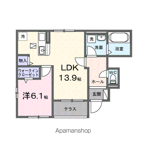 ブルーム(1LDK/1階)の間取り写真