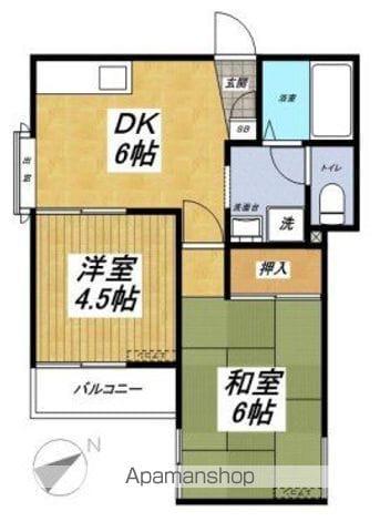 ハイムローザ(2DK/2階)の間取り写真