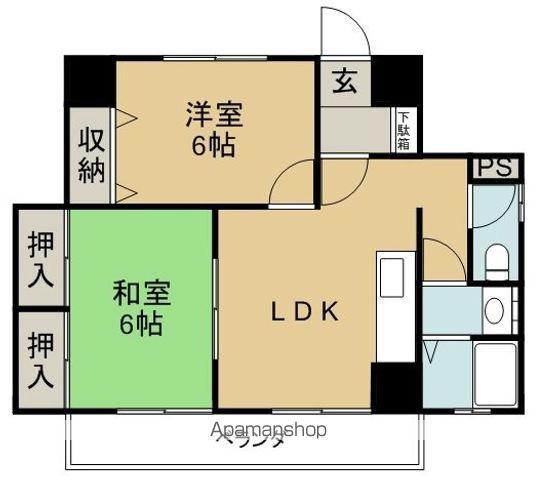 第1ブルックビル(2LDK/2階)の間取り写真