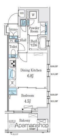 レジディア大手町北(1DK/13階)の間取り写真