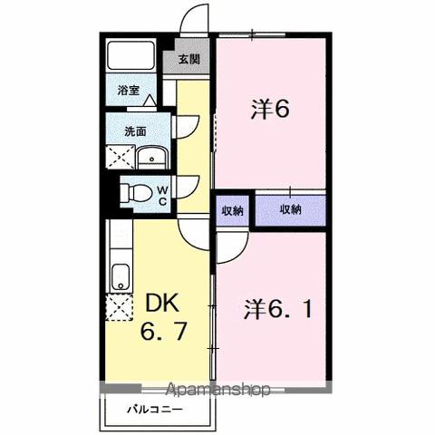 メイプレーヌⅠ(2DK/2階)の間取り写真