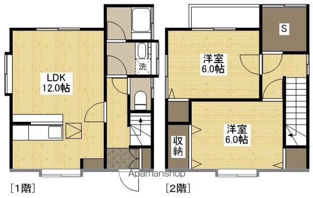 山陽本線 三原駅 バス乗車時間：12分 労金団地バス停で下車 徒歩1分 2階建 築101年(2LDK)の間取り写真
