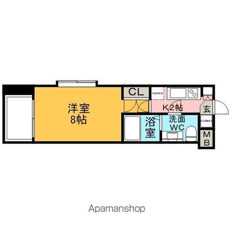 サヴォイステュディオブランシェ(1K/4階)の間取り写真