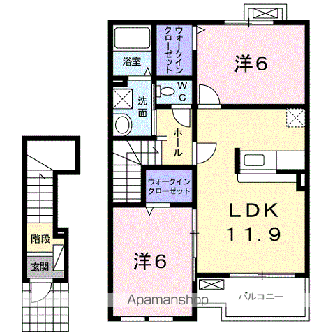 クリアネスⅡ(2LDK/2階)の間取り写真