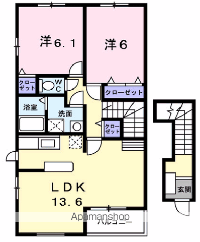 シャンゼリゼC(2LDK/2階)の間取り写真