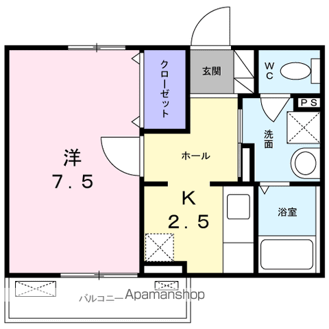 エテルノ(1K/2階)の間取り写真