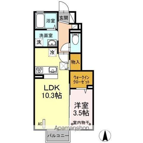 東北本線 福島駅(福島) バス乗車時間：15分 大森本町・信夫支所入口バス停で下車 徒歩6分 2階建 築9年(1LDK/1階)の間取り写真