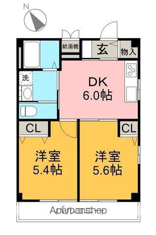 アリエッタ ヴェルデ(2DK/2階)の間取り写真