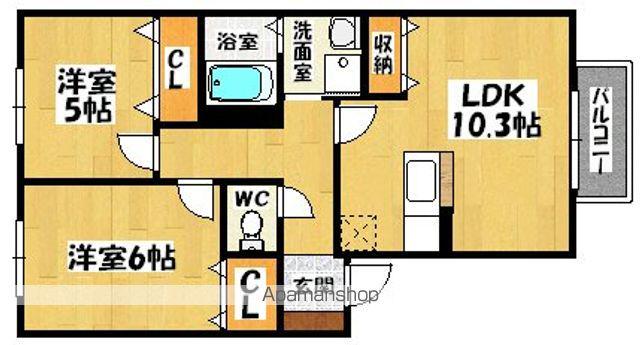 ルミエール百舌鳥八幡(2LDK/1階)の間取り写真