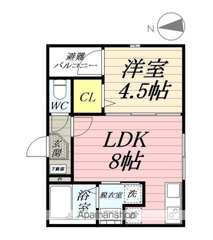 ハーモニーテラス蒲町東(1LDK/1階)の間取り写真
