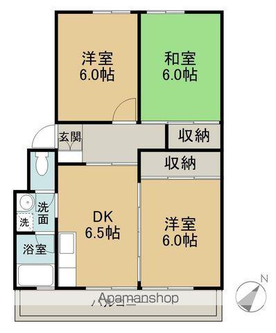 シャトー巌(3DK/3階)の間取り写真