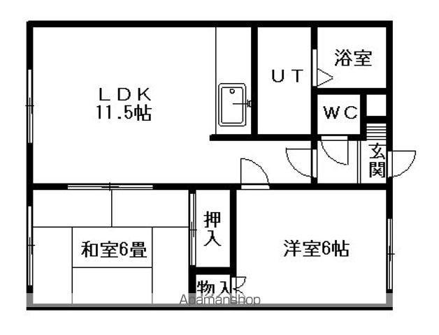 ロイヤルハイツ北野C(2LDK/2階)の間取り写真