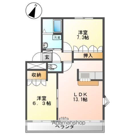 ガーデニングヒルズ(2LDK/3階)の間取り写真