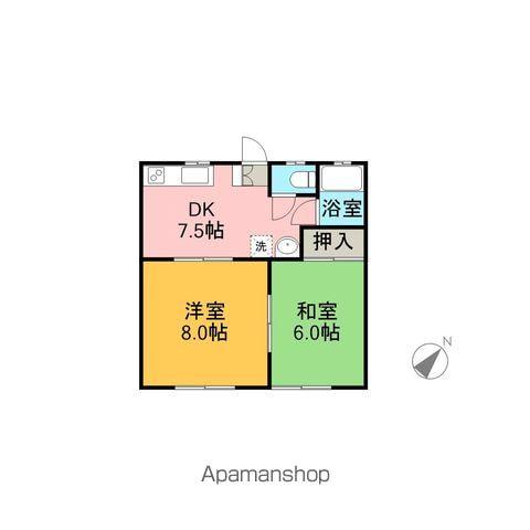 レイクハイツ 3(2DK/1階)の間取り写真