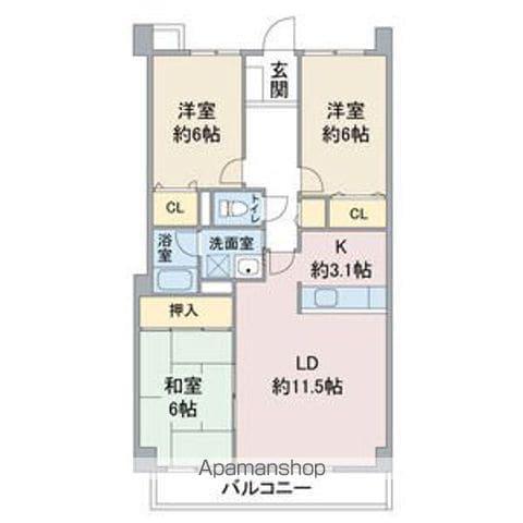 グランハート(3LDK/4階)の間取り写真