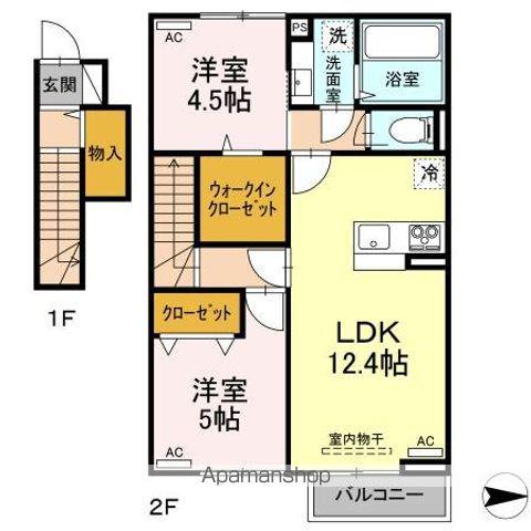 メゾンF-1(2LDK/2階)の間取り写真