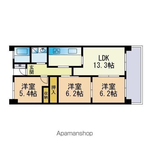 NTT-KF高宮(3LDK/1階)の間取り写真