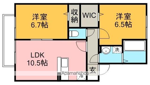 サンクス羽折(2LDK/2階)の間取り写真