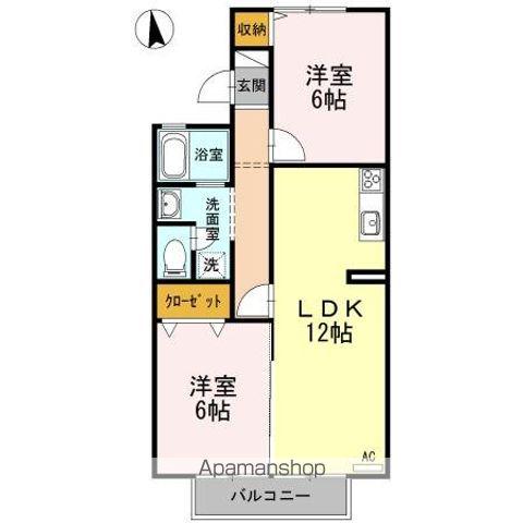 サニーハイムオーリ(2LDK/2階)の間取り写真