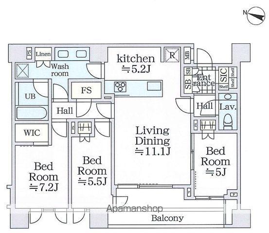 ザ・パークハウス千代田六番町(3LDK/5階)の間取り写真