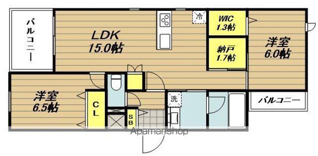 シャルール(2SLDK/2階)の間取り写真