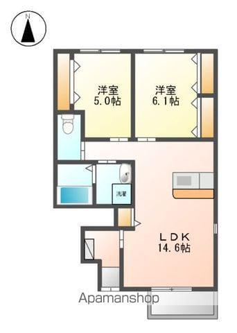 サンフラット(2LDK/1階)の間取り写真