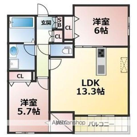 ノーラフェルテ(2LDK/3階)の間取り写真