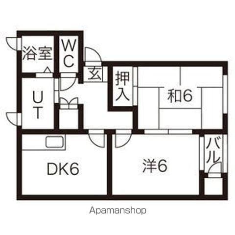 メゾンリリーフ長岡B棟(2DK/1階)の間取り写真