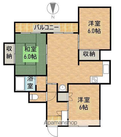 バンベールハウス A棟(3DK/1階)の間取り写真