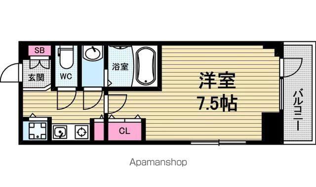 エイペックス心斎橋東(1K/6階)の間取り写真