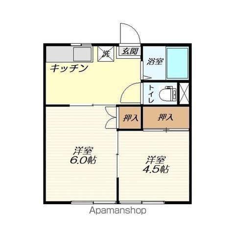 シャンコーポA棟(2DK/2階)の間取り写真