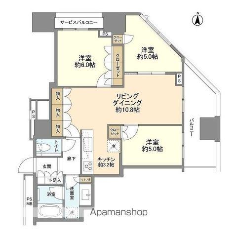 アトラスブランズタワー三河島(3LDK/12階)の間取り写真