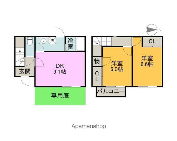 サンモール２１　Ⅱ(2DK)の間取り写真