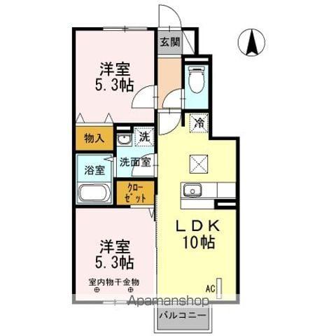 イースト フィールド(2LDK/1階)の間取り写真