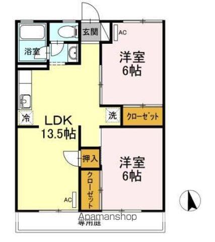 セジュール屋島(2LDK/1階)の間取り写真