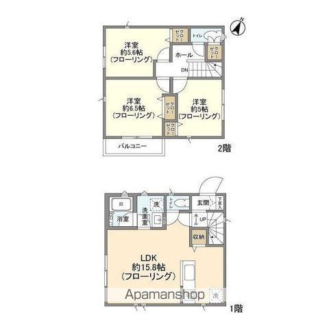 南武線 谷保駅 徒歩8分 2階建 築3年(3LDK)の間取り写真