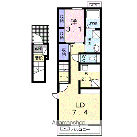 タッセル(1LDK/2階)の間取り写真