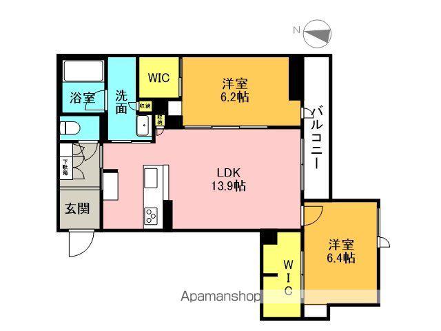 クロシェット ボヌール(2LDK/3階)の間取り写真
