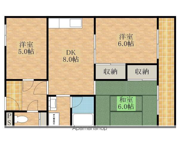 共立マンション小松里(3DK/2階)の間取り写真