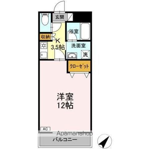 クリスタル甲府国母(1K/3階)の間取り写真