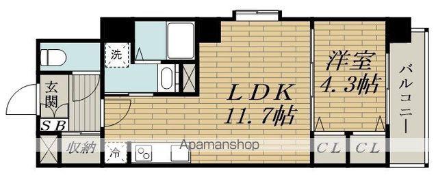 LA GRACE FUKUSHIMAⅡ(1LDK/4階)の間取り写真