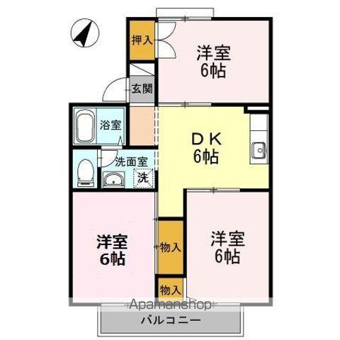 ファミール栄Ⅰ(3DK/2階)の間取り写真