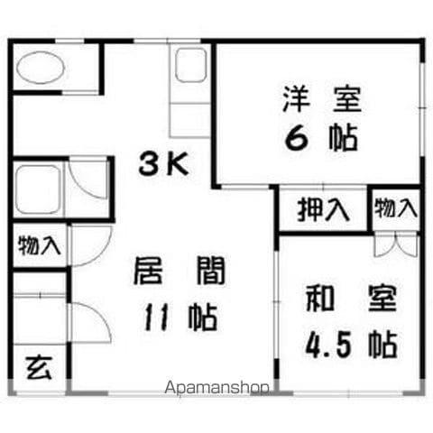 留佳マンションA(2LDK/2階)の間取り写真